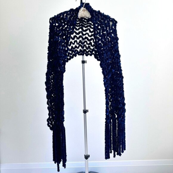 EUC Dark Blue Knitted Open Front Bolero Shrug - Picture 1 of 2